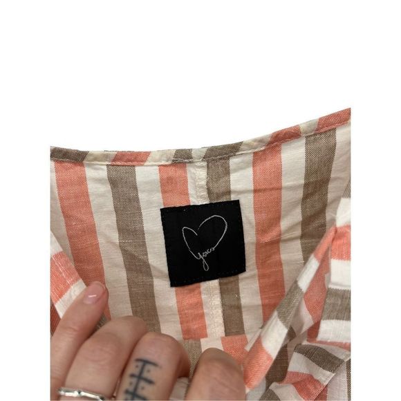 Joie Striped Crop Top Shoulder Boho Cut Out Medium - Picture 2 of 6